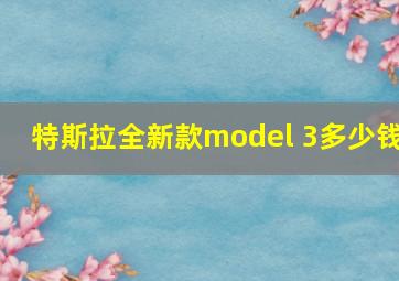 特斯拉全新款model 3多少钱